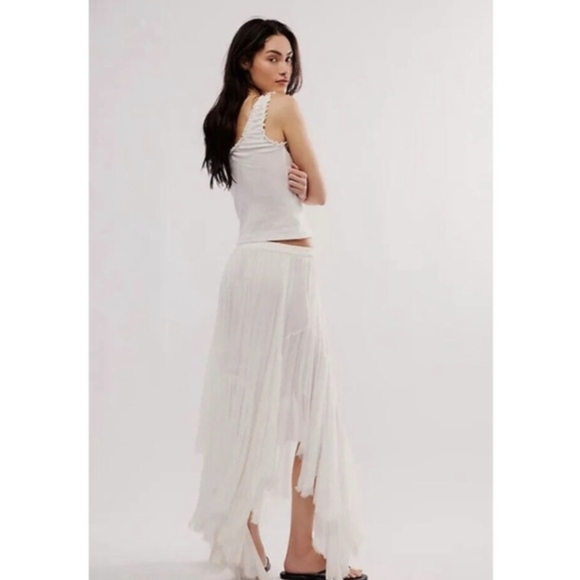 Free People FP ONE Clover White Maxi Skirt Boho Festival Size Small - Picture 4 of 11